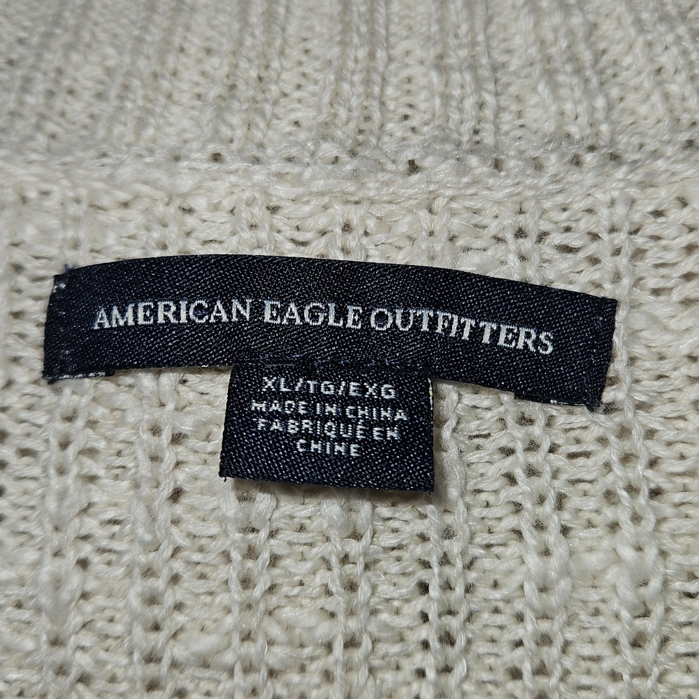 American Eagle Outfitters Cream V-Neck Sweater - Picture 3 of 8